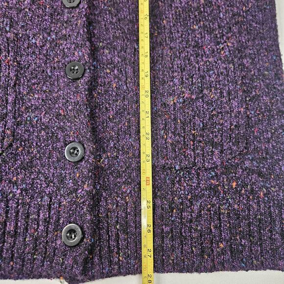 90s Chunky Knit Cardigan Sweater Purple Speckled Plus Size 1X Granny Cottage - Picture 5 of 9